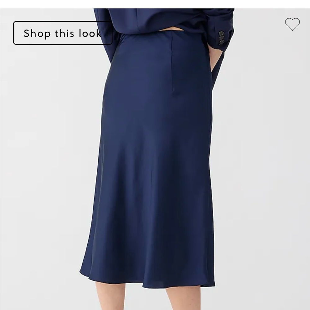 J.Crew Women’s Gwyneth Navy satin slip skirt.